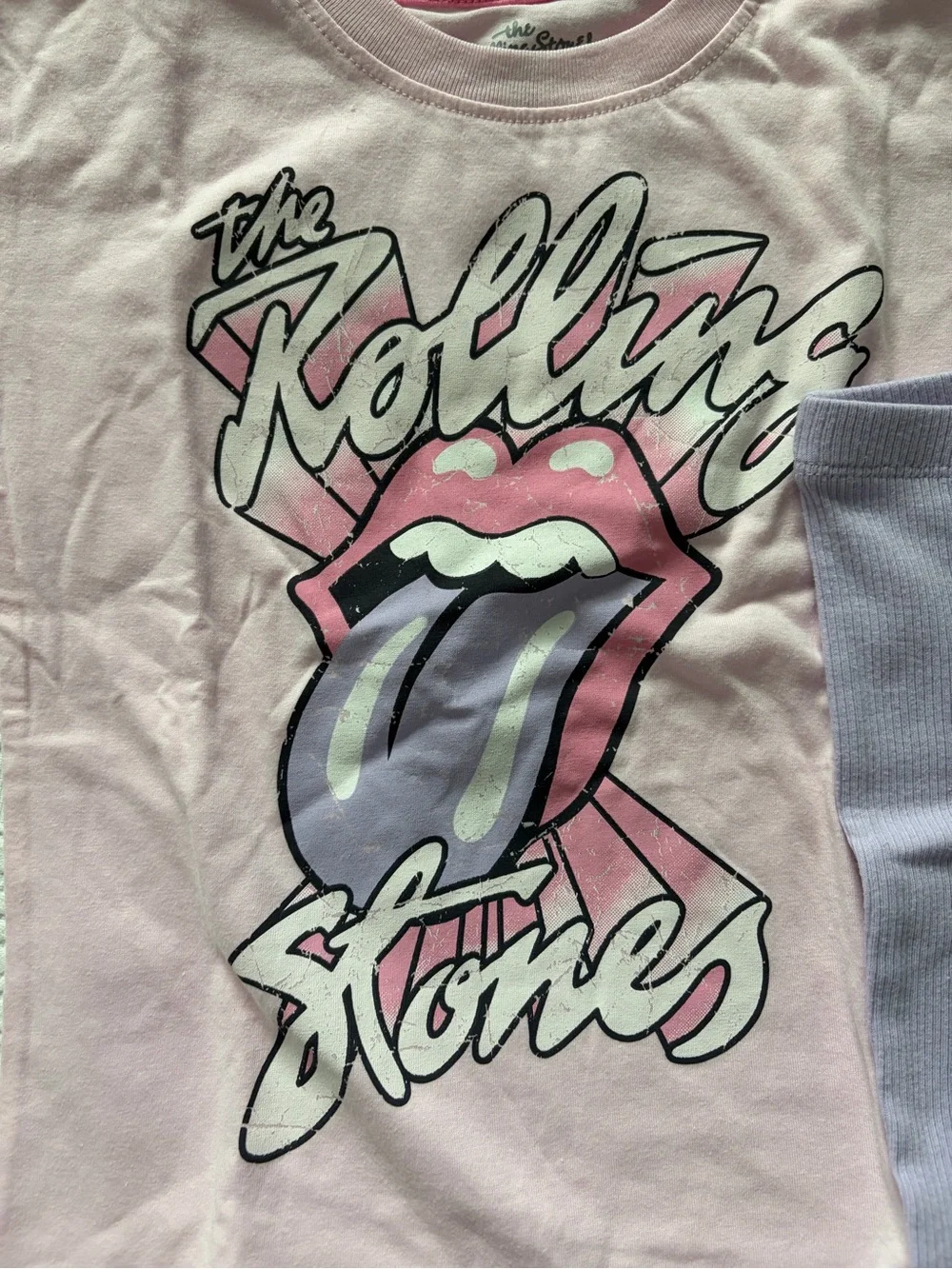 the Rolling Stones Kids 4T Pink Graphic Tee and Lavender Bike Shorts Set new